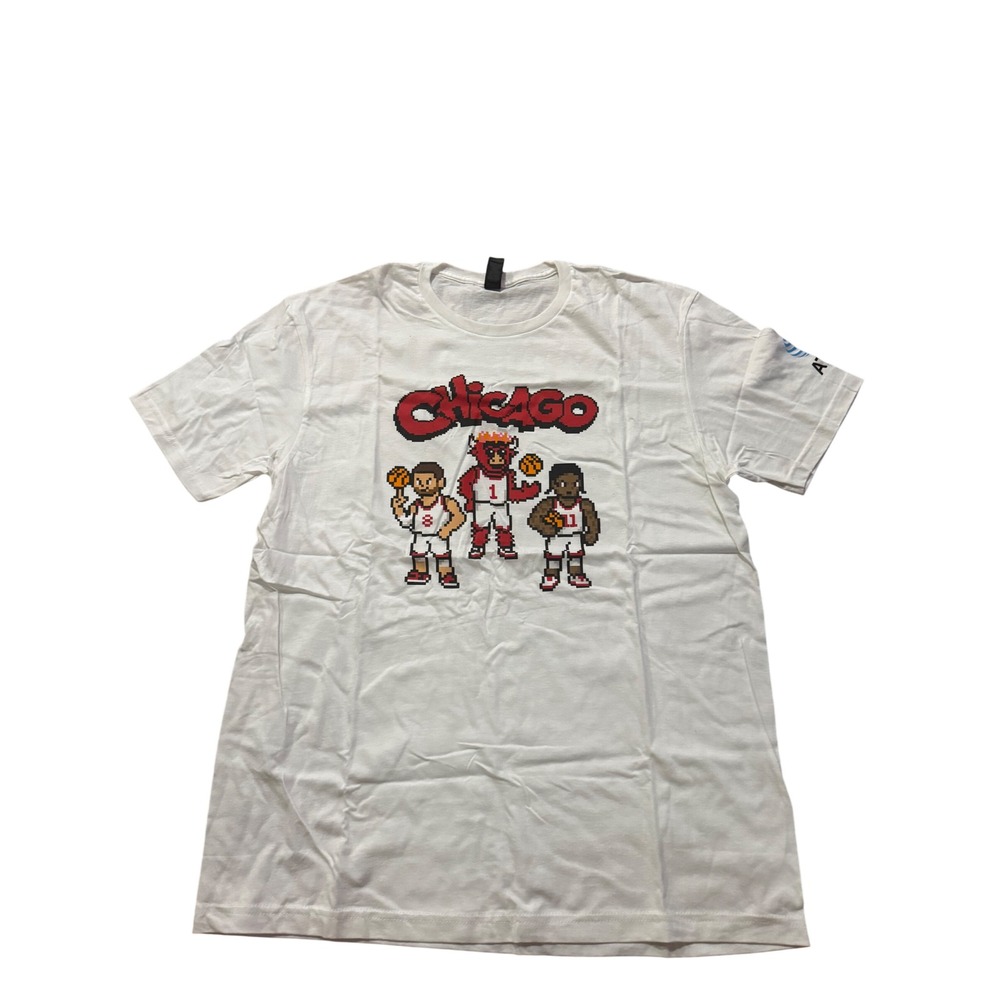 Chicago‎ Bulls T-Shirt NBA Basketball Pixel Art AT&T White Mens Large